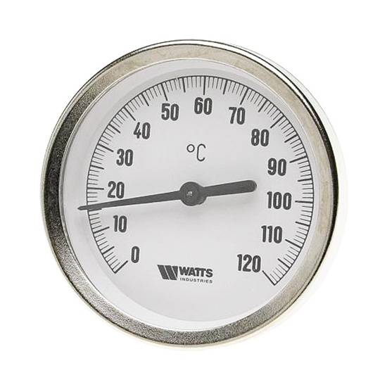 Термометр биметаллический WATTS с погружной гильзой и самоуплотнением 80/50