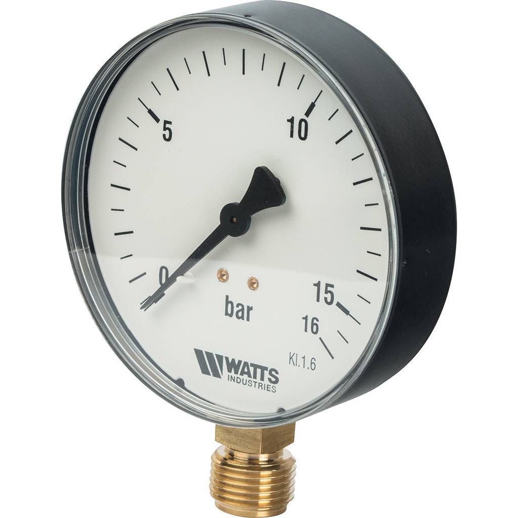 Манометр радиальный WATTS 100мм 1/2 давление 16 бар