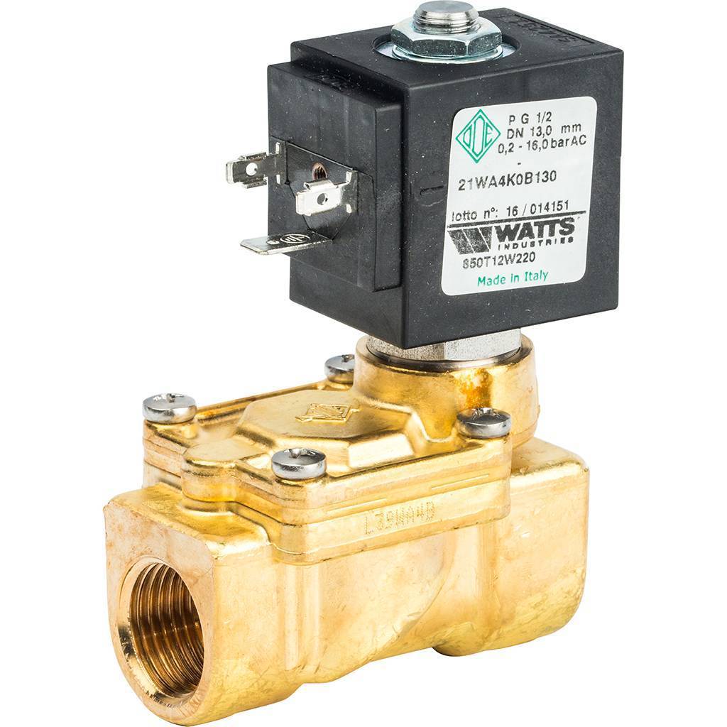 Соленоидный клапан Watts 850Т (850T12W220) для систем водоснабжения 1/2 230V Н.З.