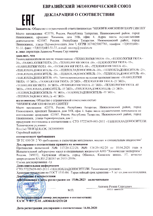 Теплоноситель Технология уюта - 65°С 20 кг
