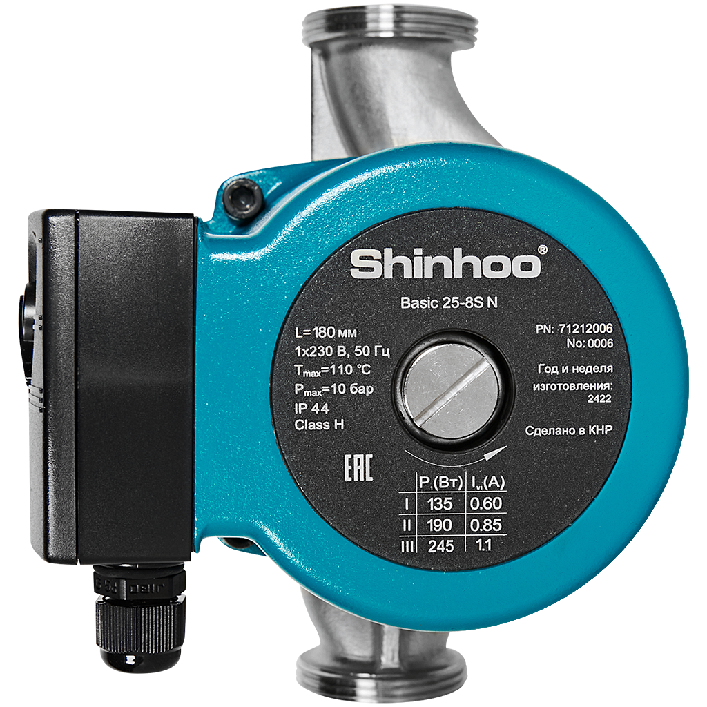 Циркуляционный насос SHINHOO BASIC 25-8S N 180 1x230V