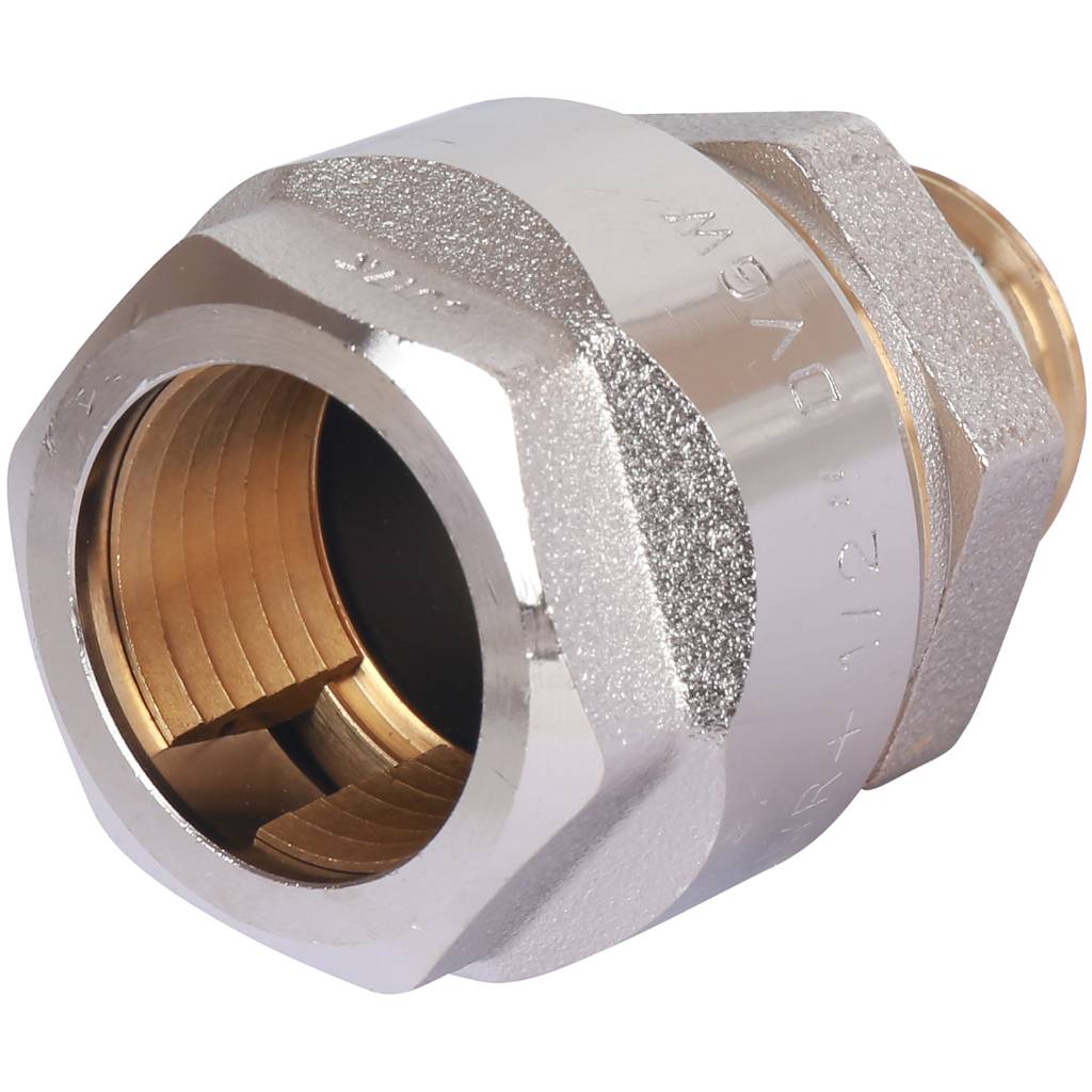 Фитинг резьбовой латунный Plus для стальных труб 1/2"х1/2" НР, DVGW