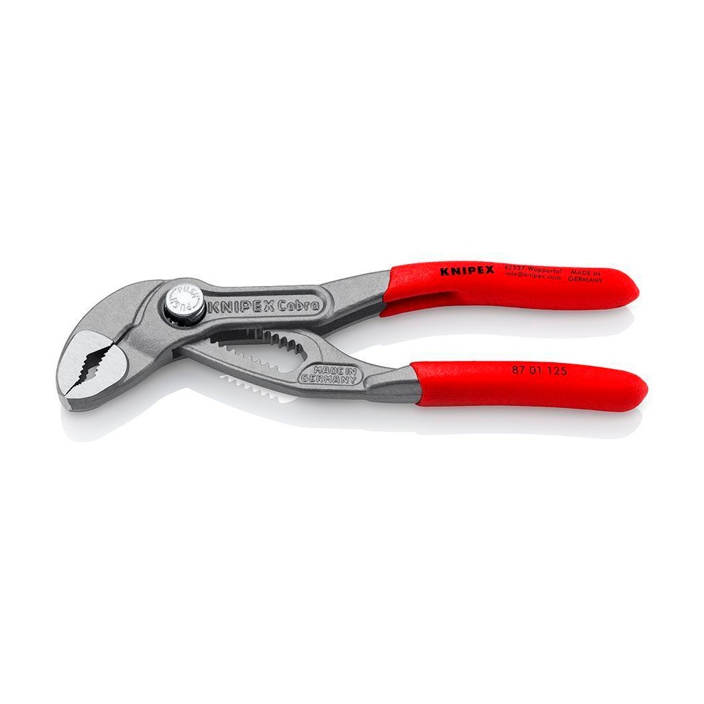 Клещи KNIPEX COBRA переставные, зев 30 мм, длина 125 мм, фосфатированные, обливные ручки