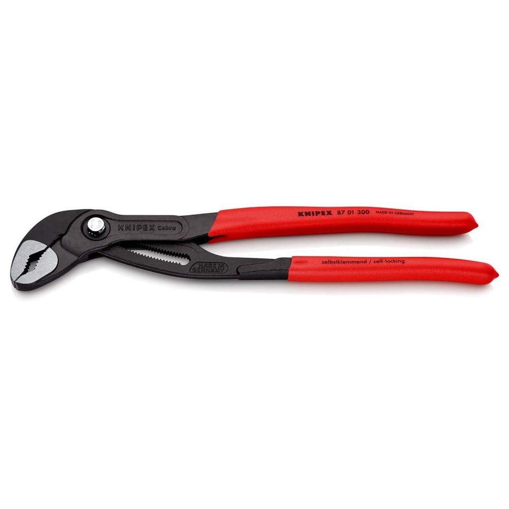 Клещи KNIPEX COBRA переставные, зев 70 мм, длина 300 мм, фосфатированные, обливные ручки