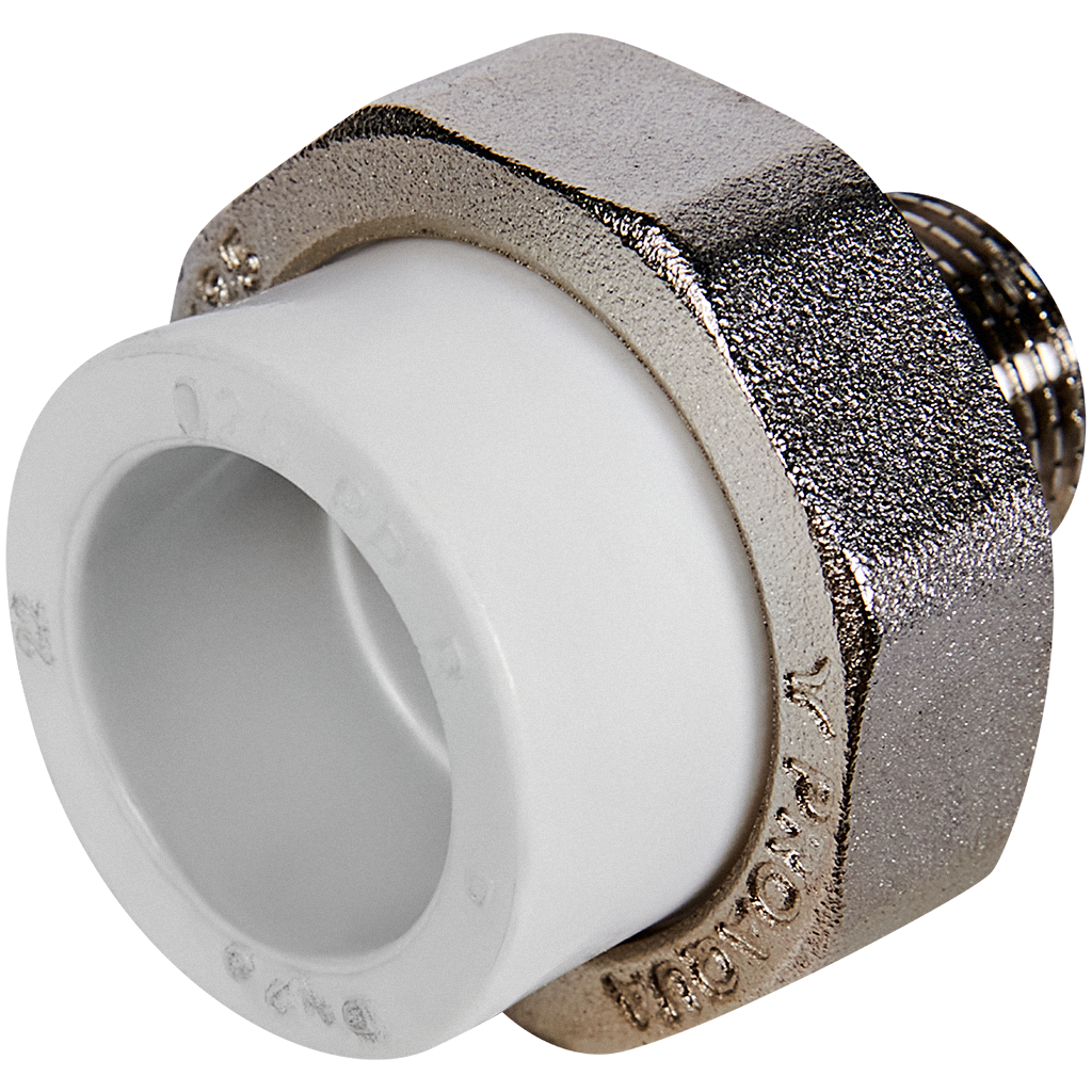 Муфта комбинированная Pro Aqua d=25-1/2 PP-R разъемная (американка) НР Белая