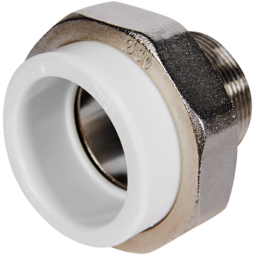 Муфта комбинированная Pro Aqua d=50-1.1/2 PP-R разъемная (американка) НР Белая