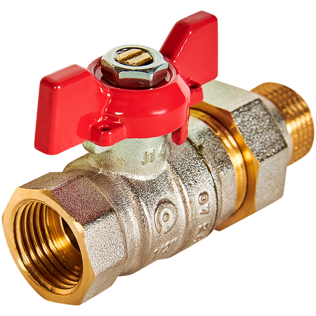 RBV-0005-2510215 ROMMER Кран шаровой с американкой, ВР/НР, ручка бабочка 1/2"
