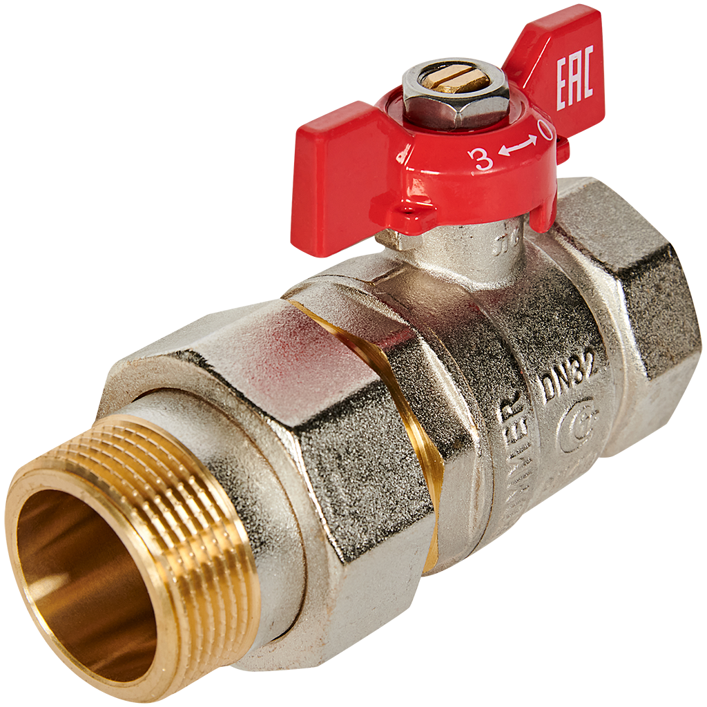 RBV-0005-2510232 ROMMER Кран шаровой с американкой, ВР/НР, ручка бабочка 1 1/4"