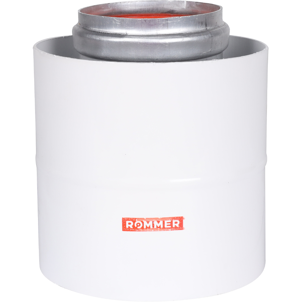 ROMMER RCA-6010-210100 Адаптер вертикальный коакс. 60/100 (Baxi (кроме ECO Nova/Classic), Ariston, Vaillant, Viessmann, Kiturami, Mizudo, Beretta, Oasis, Wolf, Haier, Tiberis, DeDietrich, Arderia  ) хомут в комплекте + втулка D60 L-50
