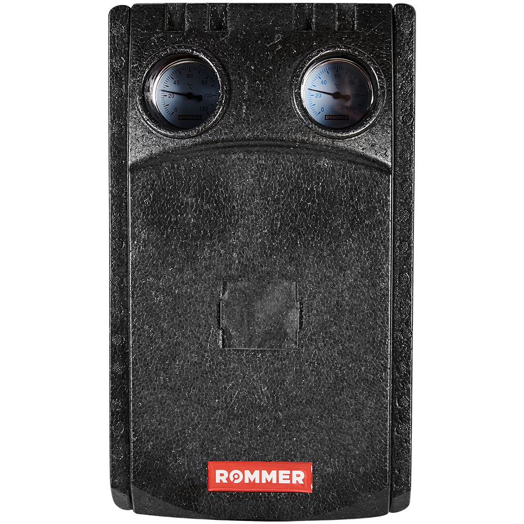 Насосная группа ROMMER с термостатическим смесительным клапаном (35-60°С) 1  без насоса в теплоизоляции