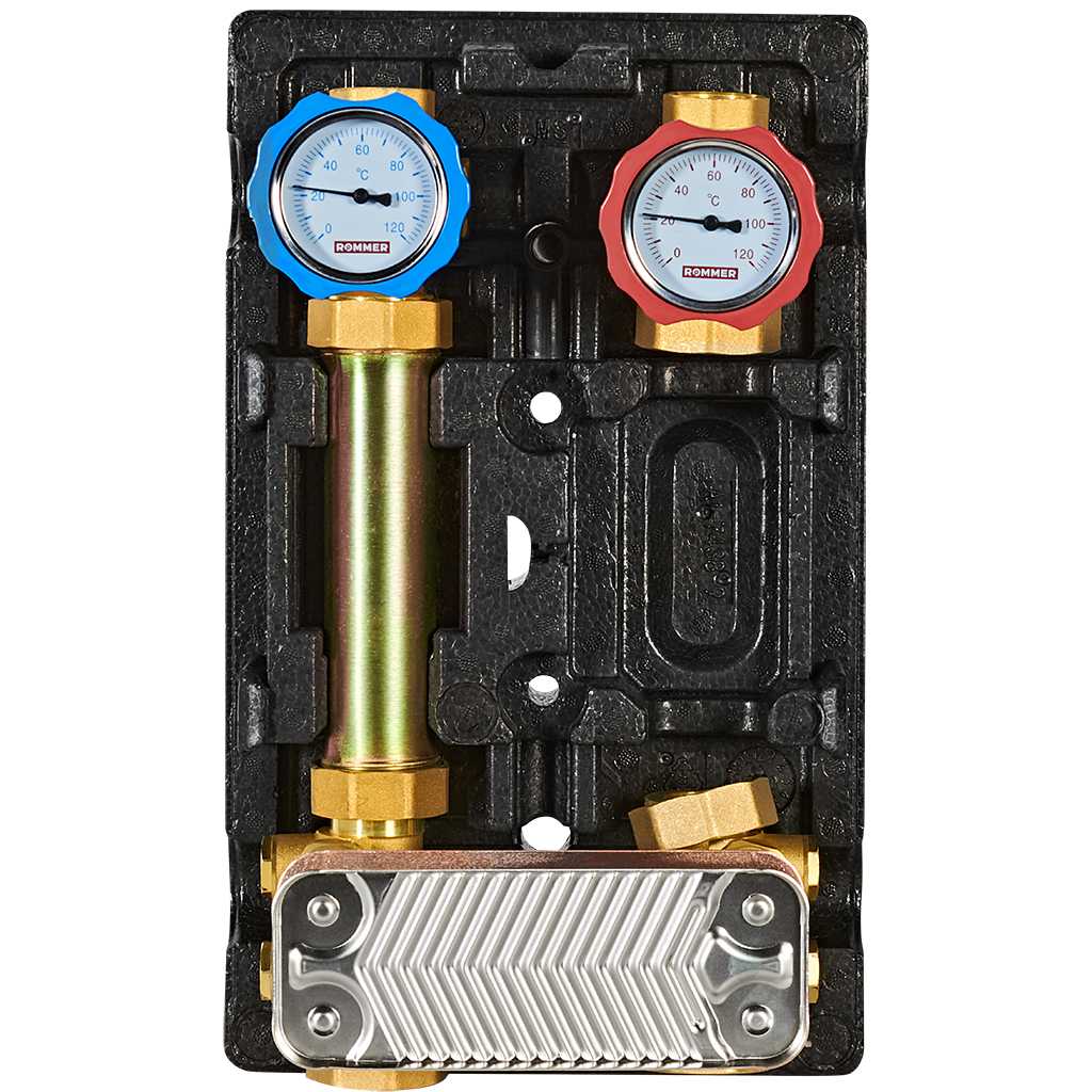 Насосная группа ROMMER RDG-1038 с теплообменником 34 пластин, без насоса в теплоизоляции