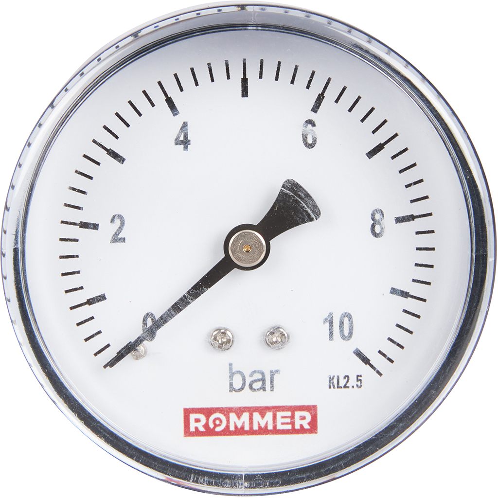 Манометр ROMMER аксиальный. Корпус Dn 63 мм 1/4 , 0...10 бар, кл.2.5