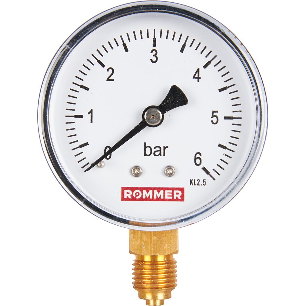 Манометр ROMMER радиальный. Корпус Dn 63 мм 1/4 , 0...6 бар, кл.2.5