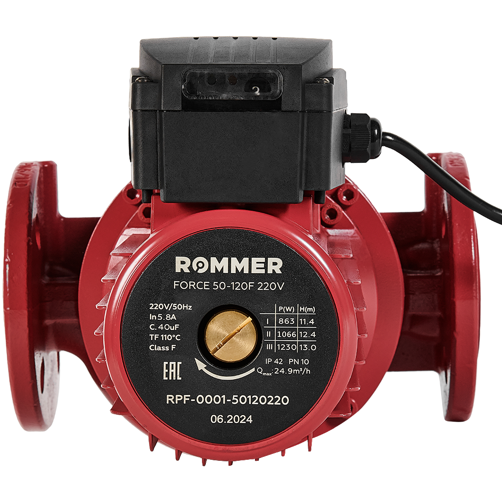 Насос циркуляционный фланцевый трехскоростной ROMMER 50-120F 220V