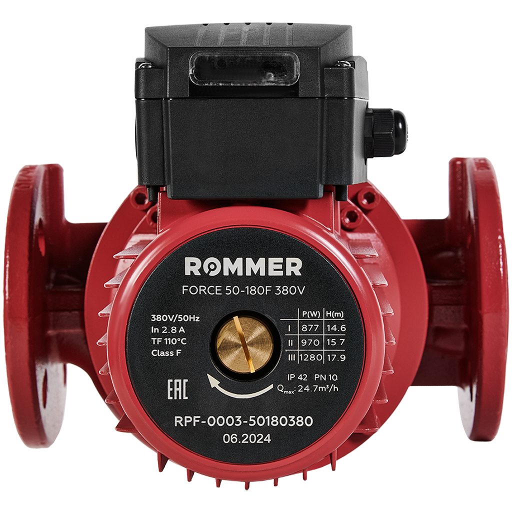 Насос циркуляционный фланцевый трехскоростной ROMMER RPF 50-180F 380V