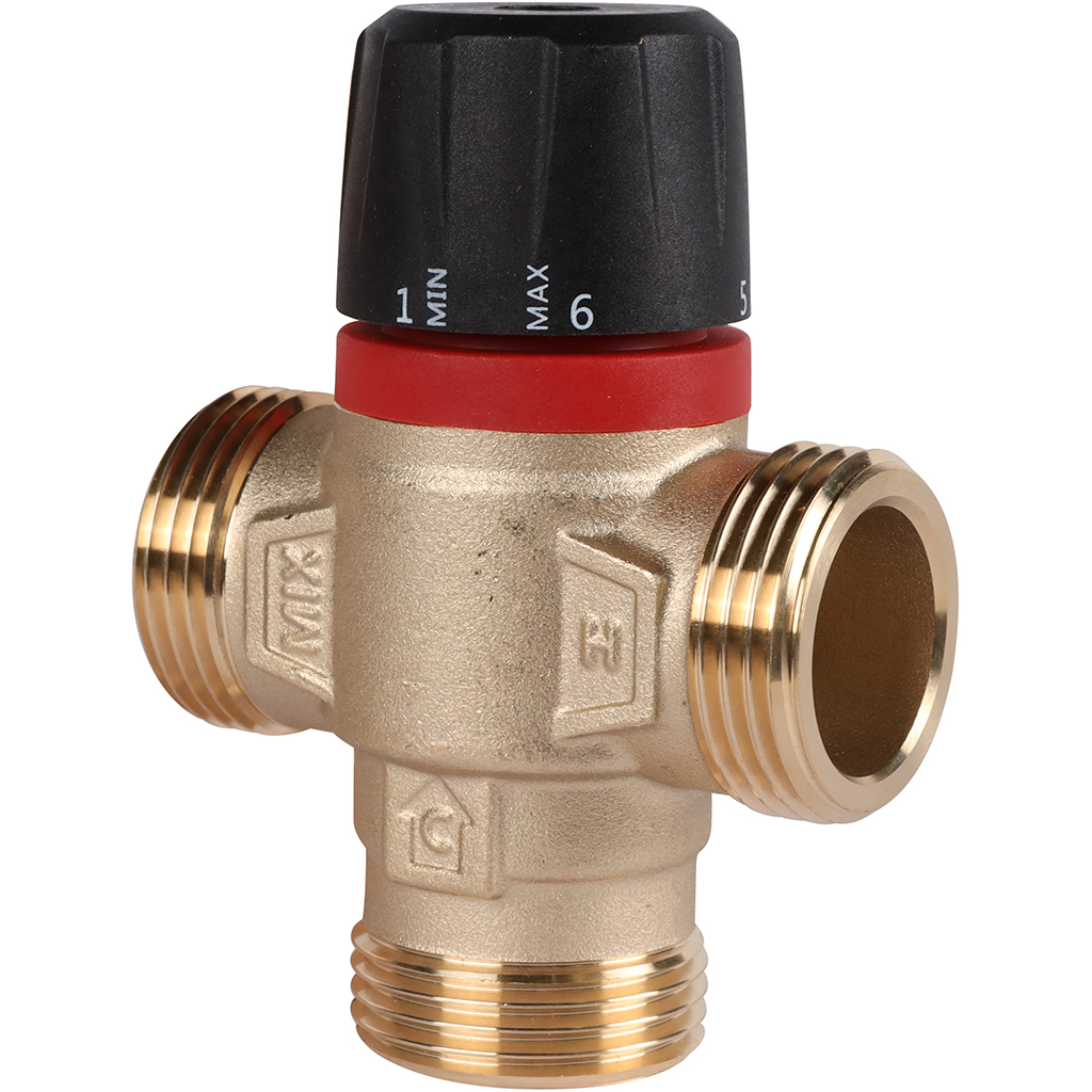 RVM-0232-256025 ROMMER Термостатический смесительный клапан для систем отопления и ГВС 1" НР 35-60°С KV 2,5 (боковое смешивание)