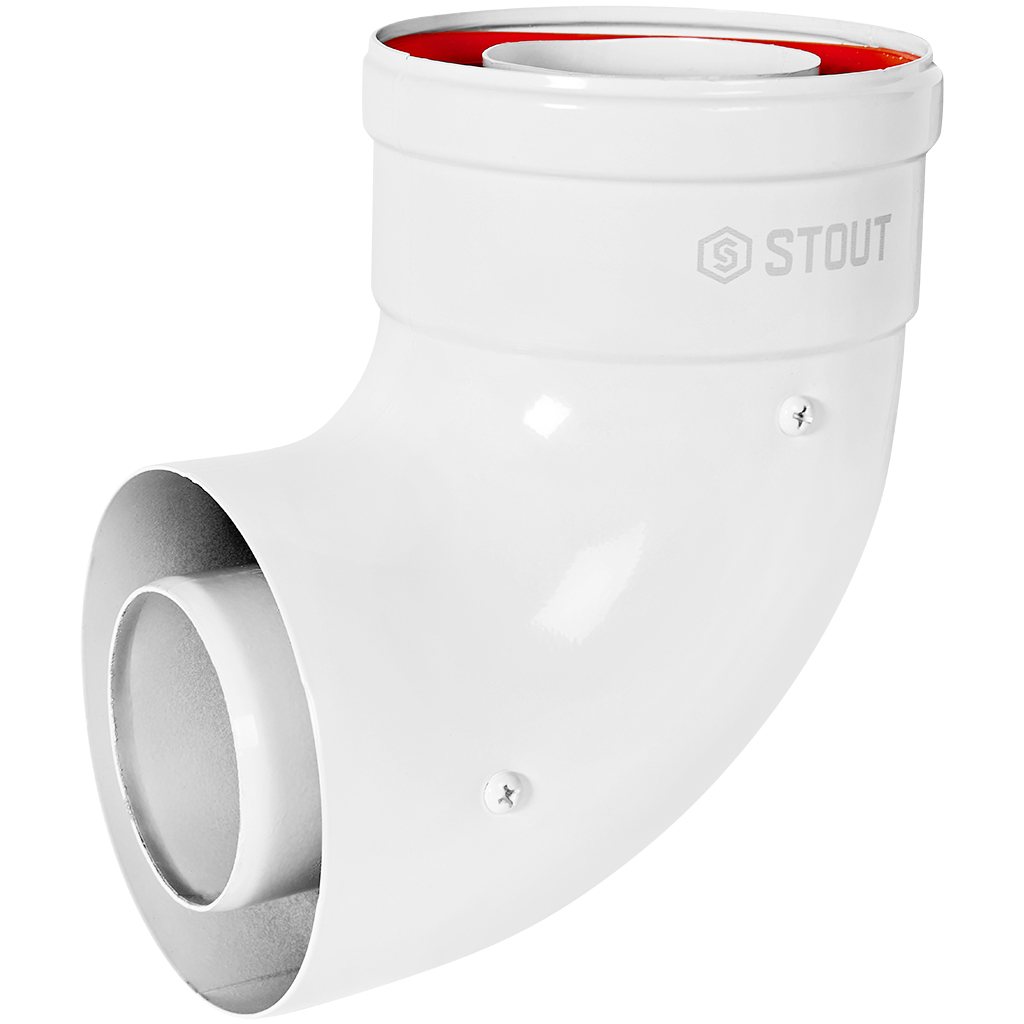 Отвод 90° STOUT традиц. коакс. D60(п-м)/100(п-м)