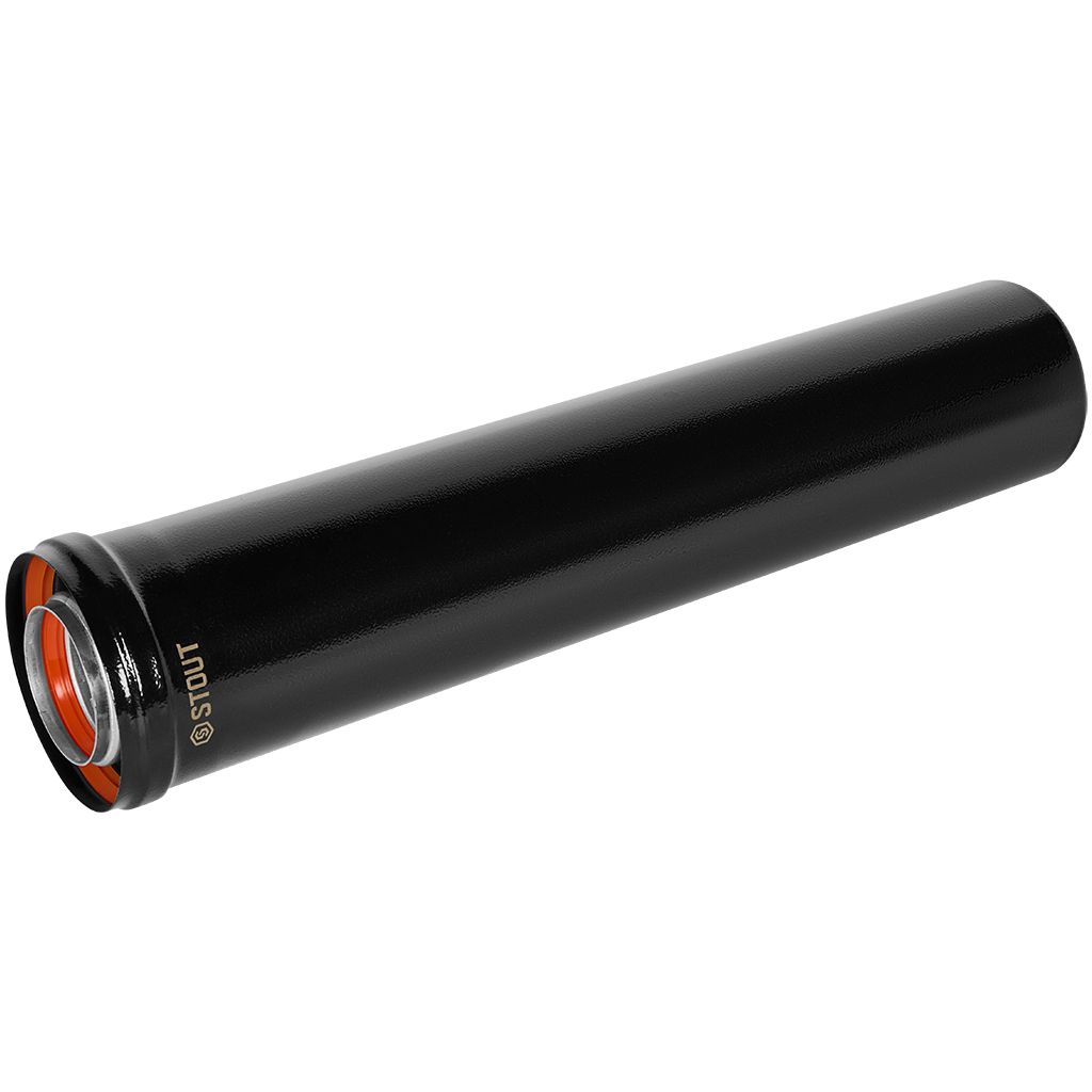 Удлинитель дымохода STOUT традиц. коакс. D60(п-м)/100(п-м), L500, ЧЕРНЫЙ
