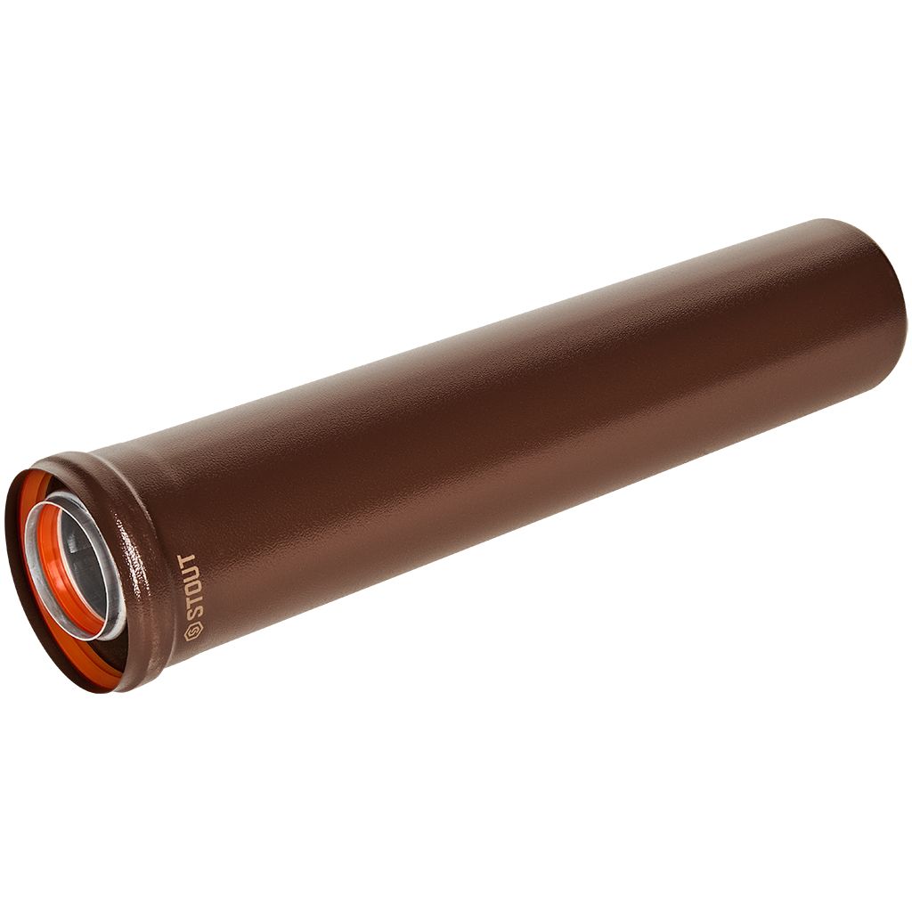 Удлинитель дымохода STOUT традиц. коакс. D60(п-м)/100(п-м), L500, КОРИЧНЕВЫЙ