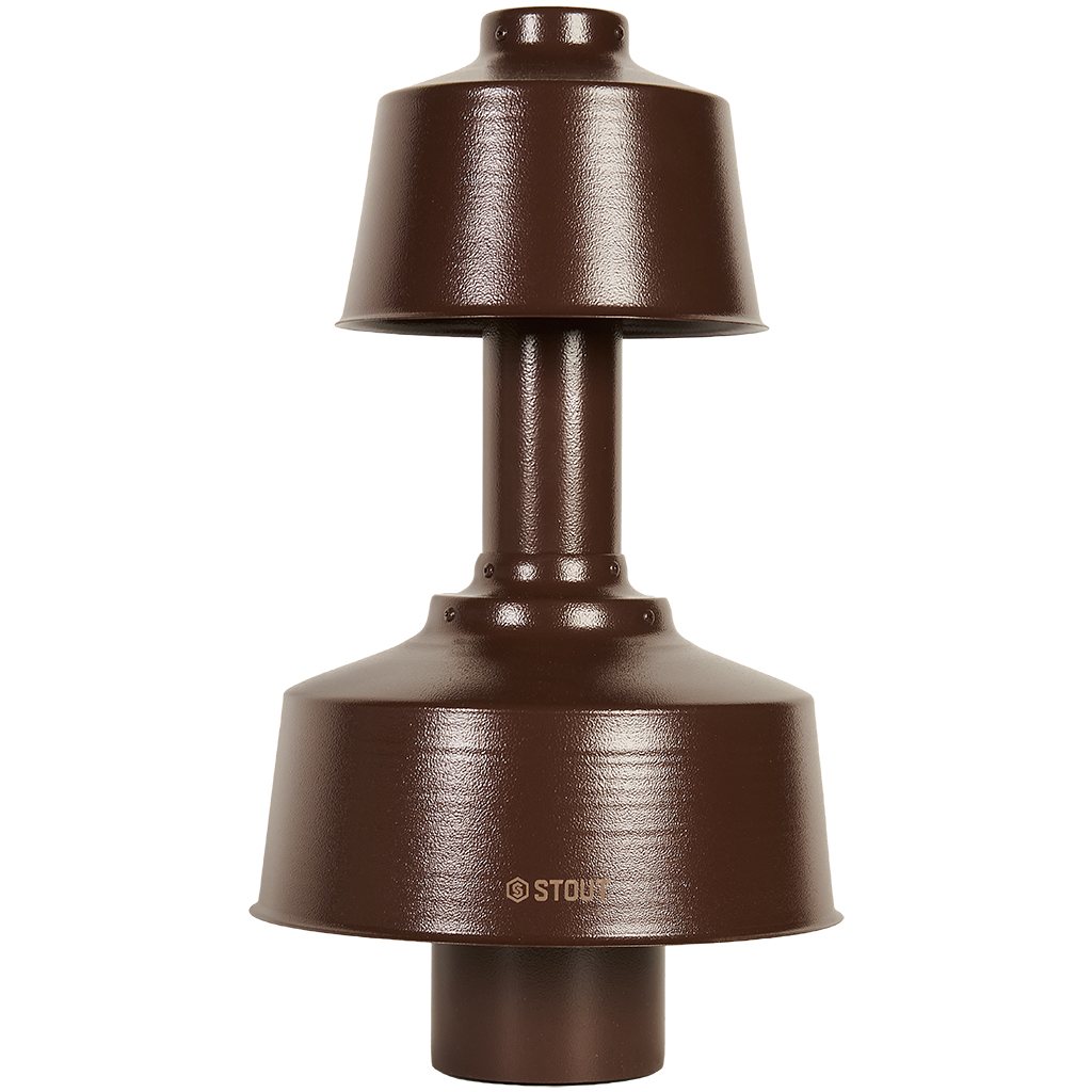 Оголовок вертикальный STOUT с ветрозащитой традиц. коакс. D60(п)/100(п) КОРИЧНЕВЫЙ широкий
