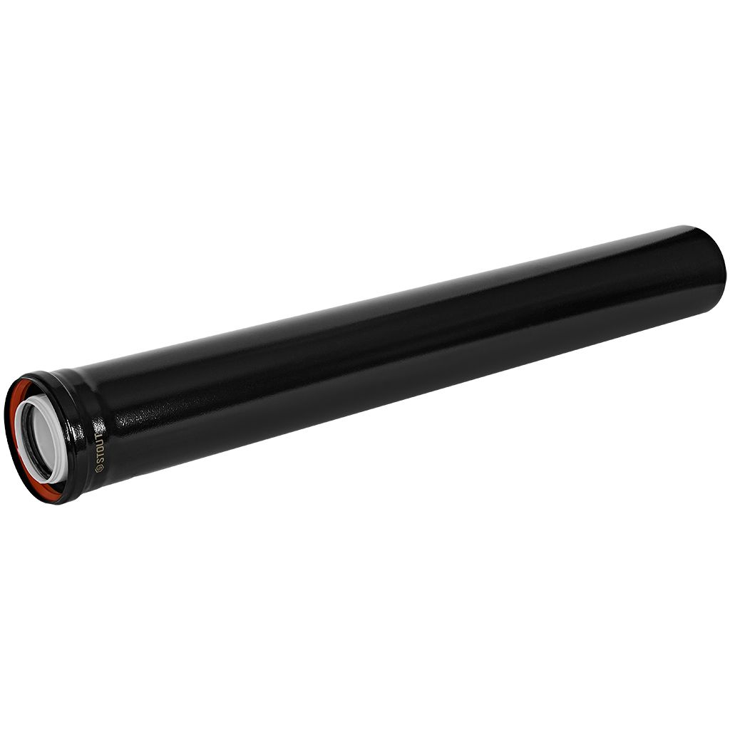 Удлинитель дымохода STOUT конденсац. коакс. D80(п-м)/125(п-м), L1000, ЧЕРНЫЙ
