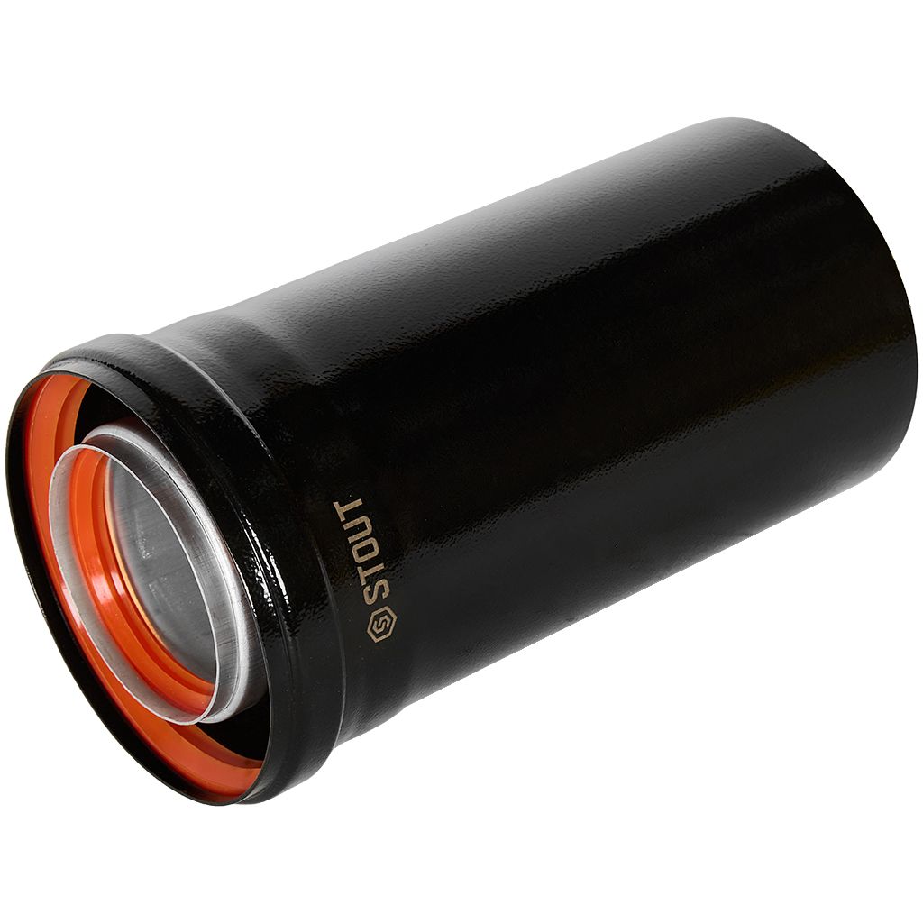 Удлинитель дымохода STOUT традиц. коакс. D80(п-м)/125(п-м), L250, ЧЕРНЫЙ