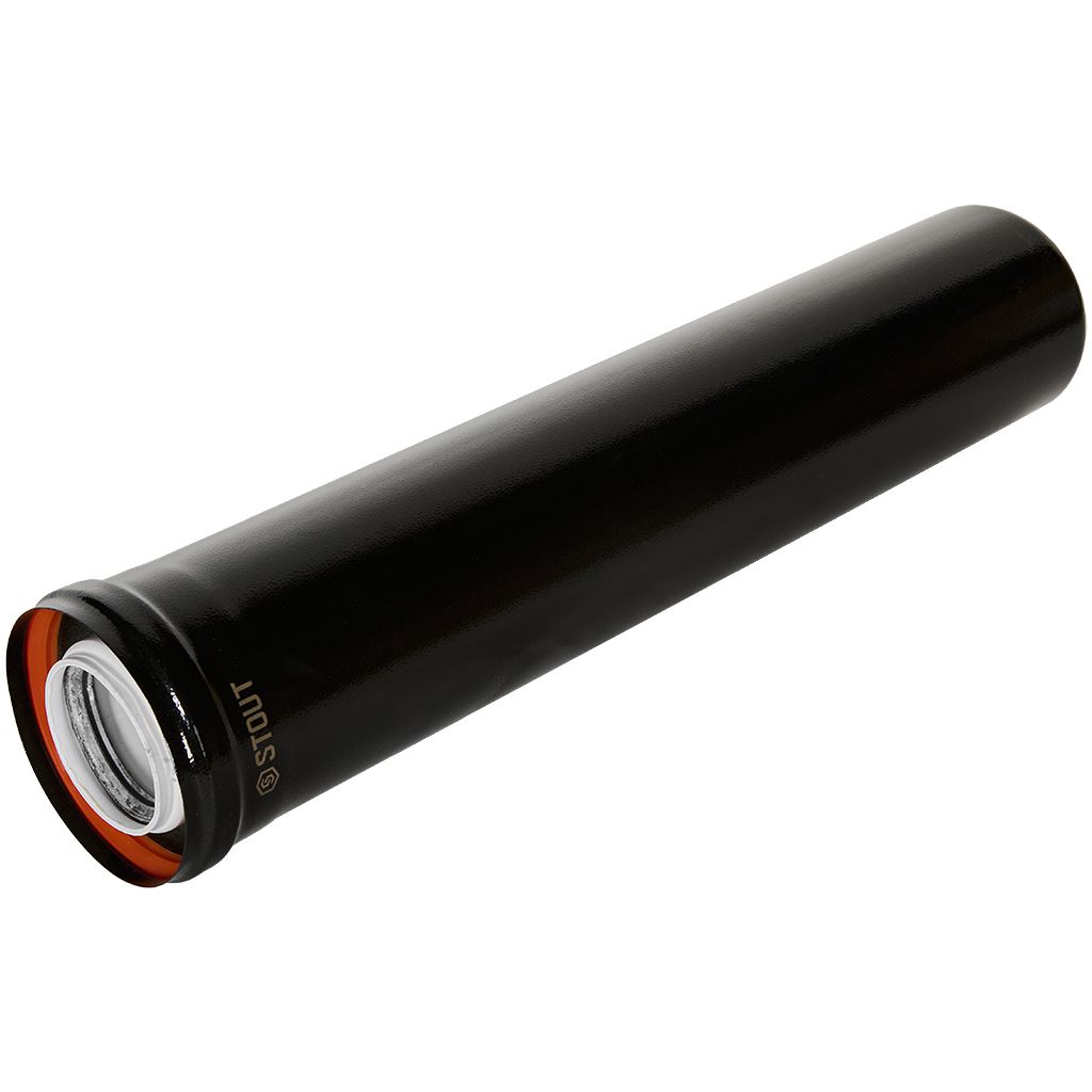 Удлинитель дымохода STOUT конденсац. коакс. D60(п-м)/100(п-м), L500, ЧЕРНЫЙ