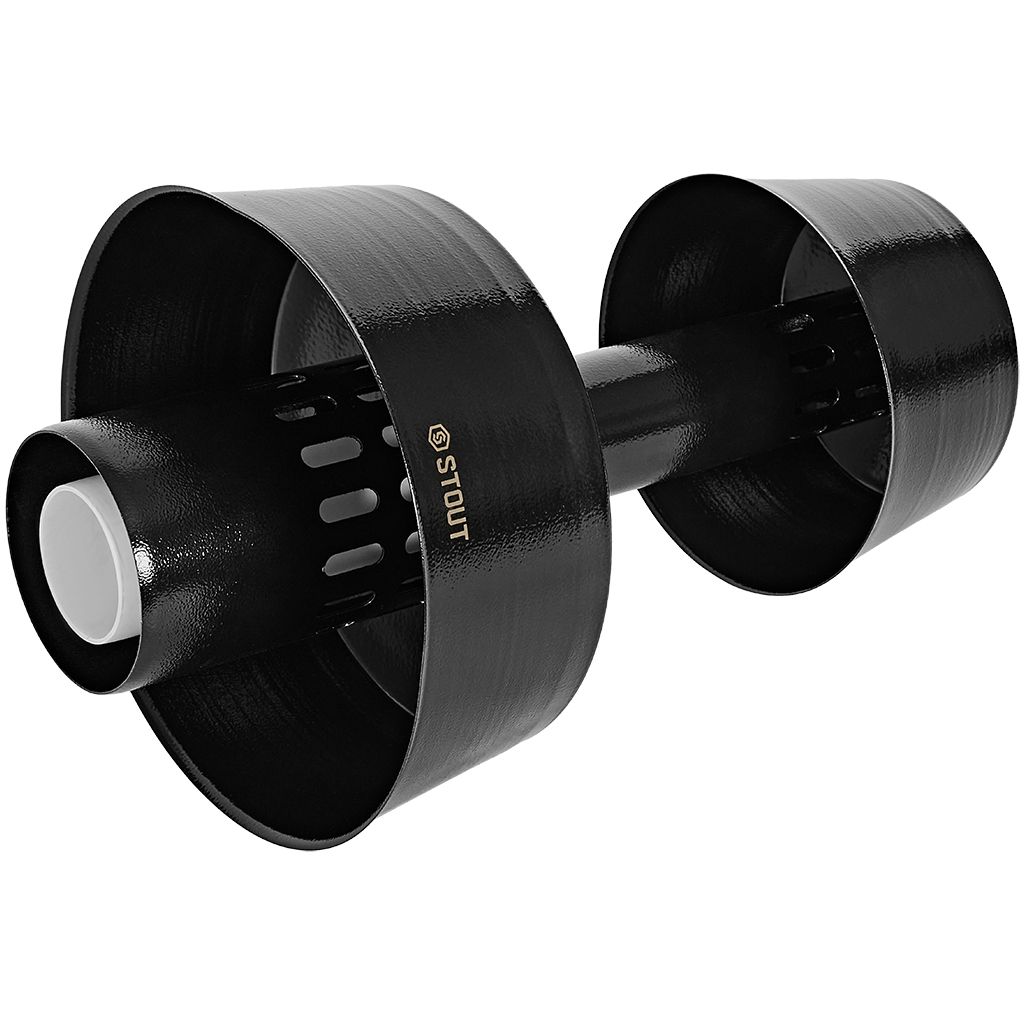 Оголовок вертикальный STOUT с ветрозащитой конденсац. коакс. D60(п)/100(п) ЧЕРНЫЙ широкий