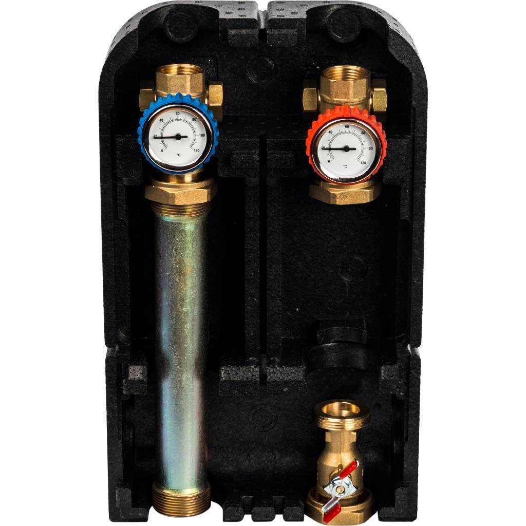 Насосная группа с прямым контуром 1" без насоса в теплоизоляции, 35kW[DT10°C]