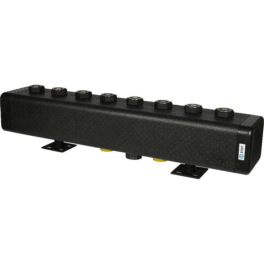 Стальной распределительный коллектор STOUT SDG-0016 4 отопительных контура, в теплоизоляции DN 32