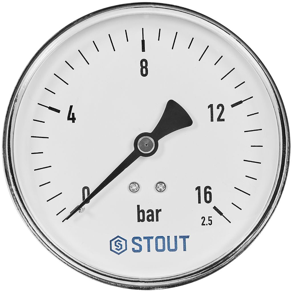 STOUT Манометр аксиальный Корпус Dn 100 мм 1/2 , 0...16 бар, кл.2.5