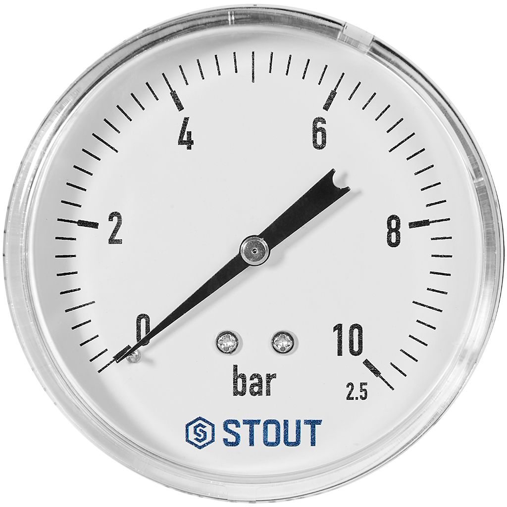 STOUT Манометр аксиальный Корпус Dn 80 мм 1/2 , 0...10 бар, кл.2.5