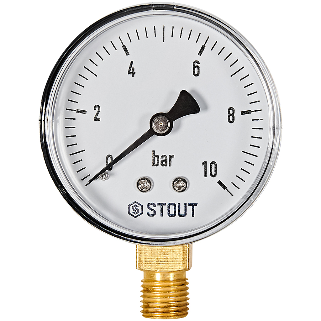 STOUT Манометр радиальный. Корпус Dn 63 мм 1/4 , 0...10 бар, кл.2.5