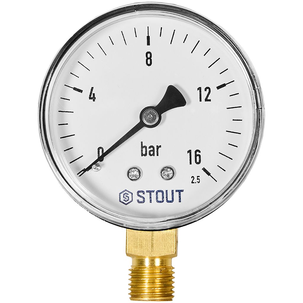 STOUT Манометр радиальный. Корпус Dn 63 мм 1/4 , 0...16 бар, кл.2.5