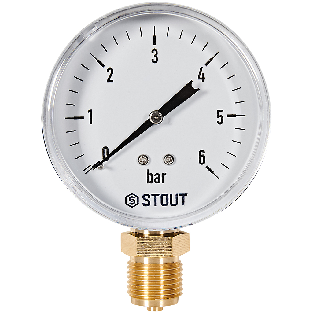 STOUT Манометр радиальный. Корпус Dn 80 мм 1/2 , 0...6 бар, кл.2.5
