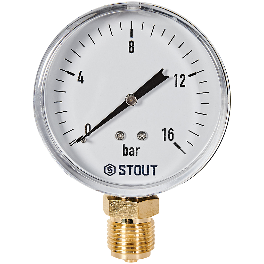 STOUT Манометр радиальный. Корпус Dn 80 мм 1/2 , 0...16 бар, кл.2.5